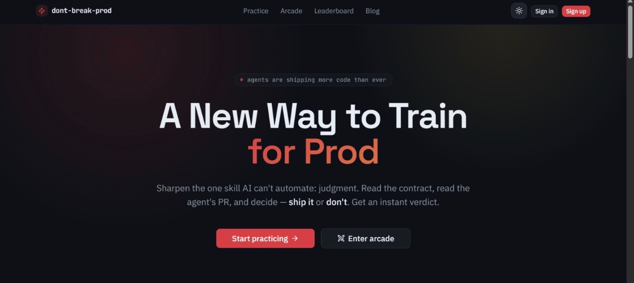 Preview of the Don't Break Prod platform